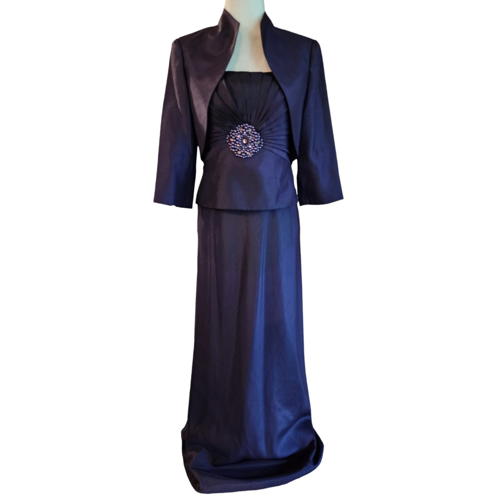 Jessica Howard Formal Evening Gown Dress & Jacket Women's 6 Eggplant Purple